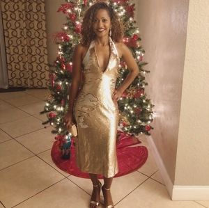 Gold sequin dress